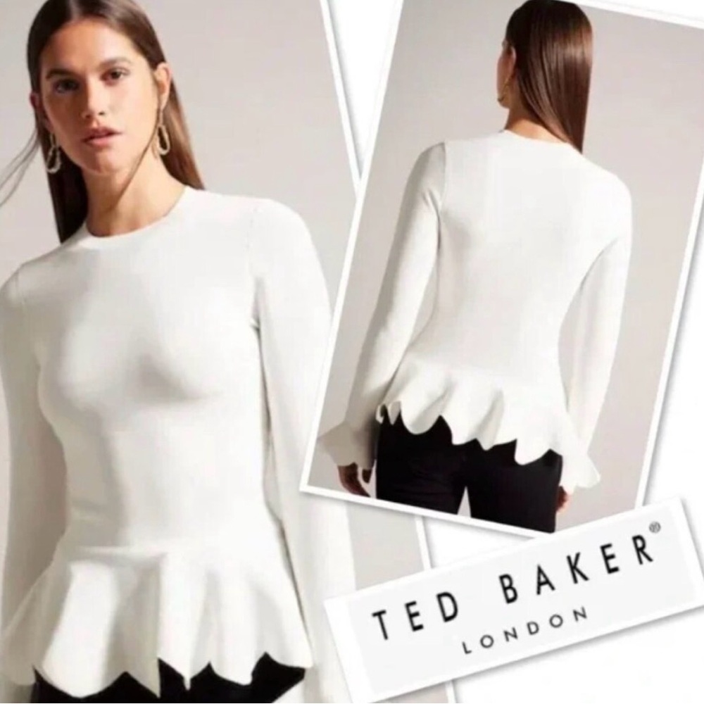 Ted Baker Lillyyy Fitted Peplum Sweater, Size Small, NWT